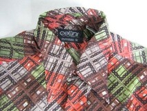 70年代製 Cellini Knitwear 総柄 ポリシャツ　ポリエステルシャツ　ブラウン　Mサイズ　ヴィンテージ_画像3