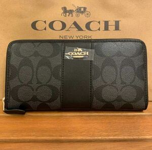 【新品未使用♪大特価♪正規品♪】COACH長財布♪大人気ブラック×シグネチャー♪