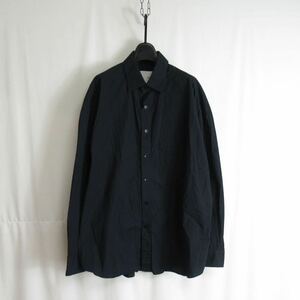 yoshio kubo オーバーサイズ バック プリント シャツ トップス 長袖 ヨシオクボ 紺 コットン SHIRT メンズ Mサイズ モード カジュアル