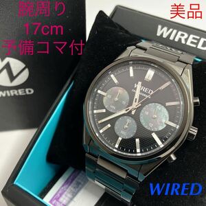 美品☆電池新品☆送料込☆セイコー SEIKO ワイアード WIRED クロノグラフ メンズ腕時計 リフレクション ブラック 白蝶貝 VD54-KJH0 AGAT443