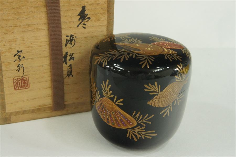 特別セーフ 茶道具 棗 鈴木光入 海松貝蒔絵 平棗 漆芸 - education