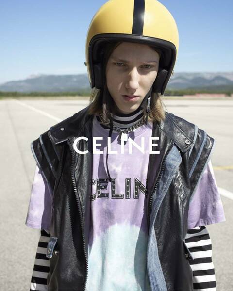 定価約10万 CELINE THE DANCING KID　Tik Tok セリーヌ　ルーズフィット　タイダイ　スタッズ　Ｔシャツ カットソー　ビッグT ライダース