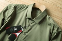 P2811-2XL新品DCKMANY■シルク混 長袖シャツ メンズ ノーアイロン 形態安定 ドレスシャツ ワイシャツ 無地 ビジネス シャツ/ダークグリーン_画像3