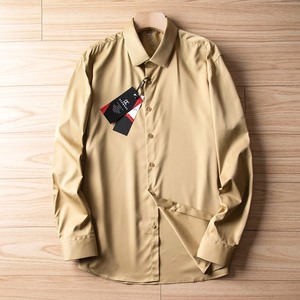 P289-XL 新品DCKMANY■シルク混 長袖シャツ メンズ ノーアイロン 形態安定 ドレスシャツ ワイシャツ 無地 ビジネス シャツ/ イエロー