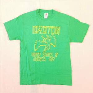 魅惑のバンドT特集! 00sデッド『LED・ZEPPELIN(レッド・ツェッペリン) / UNITED STATES OF AMERICA 1977』半袖Tシャツ 緑 M／ロックT
