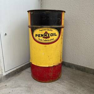 【オイルドラム缶】 ビンテージ PENNZOIL オイル缶 オートマオイル 61リットル マルチカラー ドイツカラー 黒 黄 赤 16ガロン 傘立て