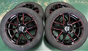 美品 ワーク エモーション 極 ノート アクア ブリヂストン バリ山 4本セット 16インチ 4H PCD100 195/55R16 WORK コンパクトカー