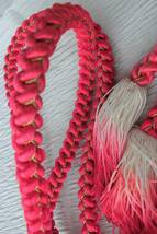 正絹／豪華な濃いローズピンクの丸組金糸入り、撚り房の帯締め_画像8