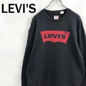 【人気】LEVI'S/リーバイス スウェット トレーナー ビックロゴ コットン100％ ブラック サイズM/S5596