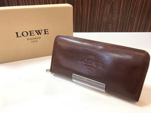 LOEWE ロエベ ヘリテージ レザーウォレット 長財布 ラウンドジップ ブラウン JS-396001