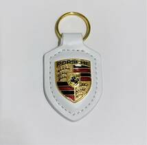 PORSCHE ポルシェ クレスト キーホルダー　ホワイト_画像3