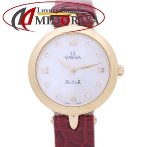 オメガ OMEGA デュードロップ ダイヤ8P 424.53.27.60.55.001【'22年購入】K18YGイエローゴールド×革 レディース/38914 ☆未使用【腕時計】