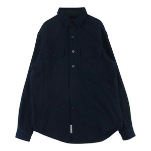 POLO RALPH LAUREN ポロ・ラルフローレン PRL NAVY SHIRT ウール ワーク 長袖 シャツ フィリピン製 ダークネイビー系 S【中古】