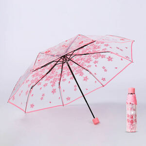  free shipping * immediate payment new goods * transparent Sakura folding umbrella umbrella vinyl tape 3 -step type light weight compact simple lady's * pink 