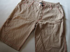 Gotcha * shorts *chino short pants * zipper fly * stripe * part red stitch using * embroidery *M(81.)*GOTCHA