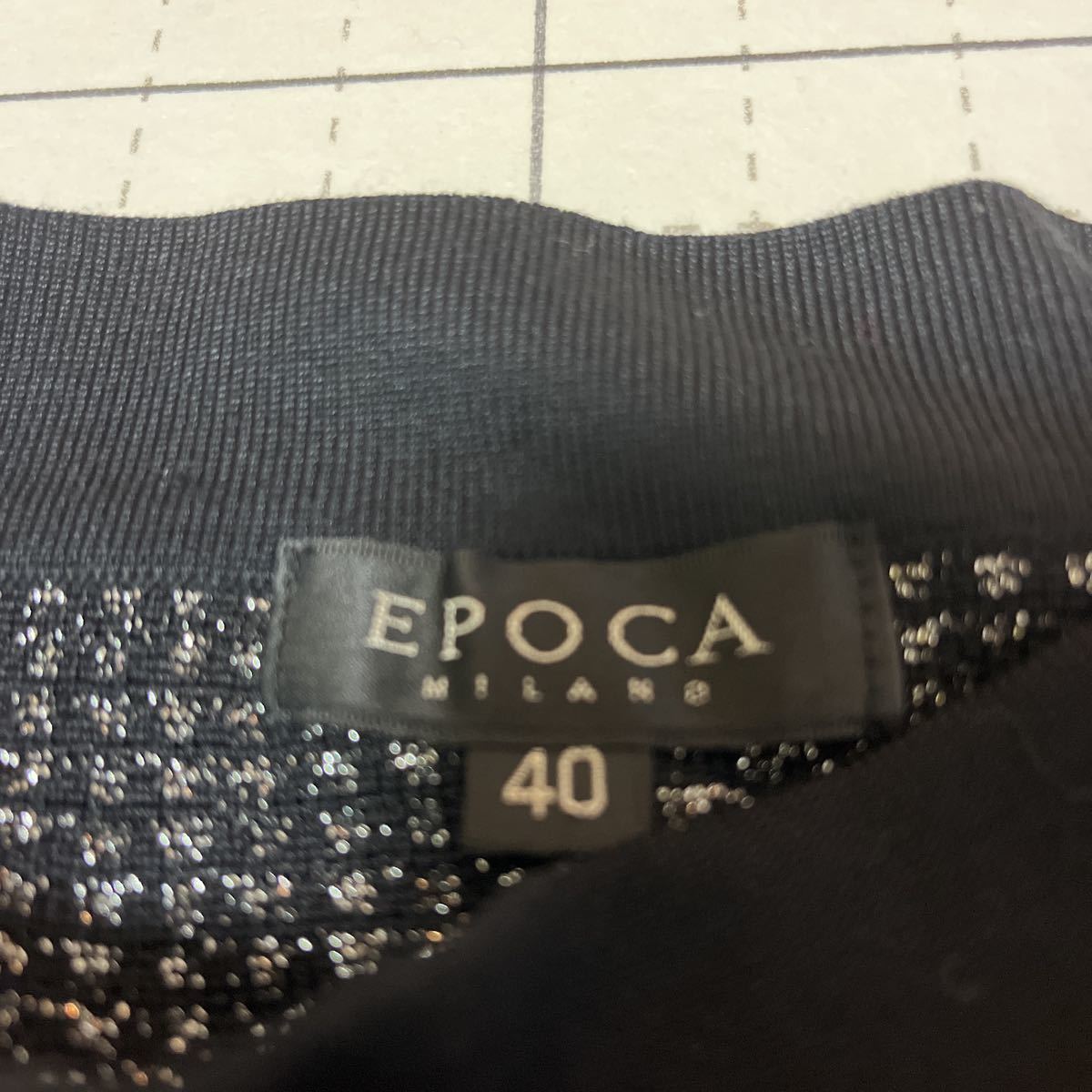 エポカ EPOCA カットソー 5分袖 ラメ 黒 ブラック 銀 シルバー シャツ 