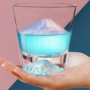 L981☆新品雪山グラス 富士山 透明クリスタルガラス ドリンクグラス カクテルグラス オシャレ 280ml 370ml
