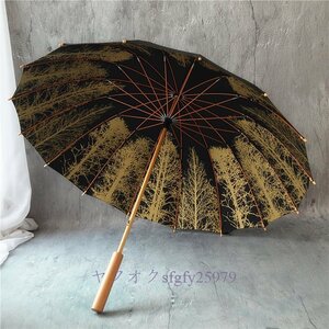 L404* new goods umbrella long umbrella parasol . rain combined use umbrella 16ps.@. lady's men's man . woman stylish stylish Japanese style enduring manner structure UPF50+UV cut rainy season measures black 