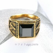 A799I☆新品人気 メンズ レディース 指輪 チタン鋼 AG レトロ 個性 黒宝石 A_画像5