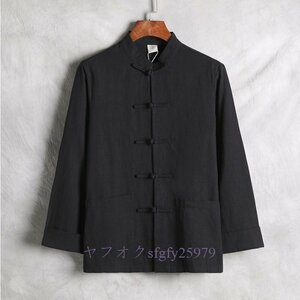 A307I☆新品レトロ メンズ上下セット ジャージ　スウェットセットアップ　M~3XL 長袖シャツ ズボン サルエルパンツ　綿麻 漢服 E