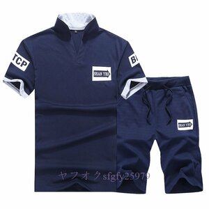 A351I☆新品人気メンズ 半ズボン半袖Tシャツです 上下セット スポーツウエア 韓国版 学生D