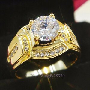 A322J☆新品人気メンズ リング 指輪 リング アクセサリー 18K 1ct キラキラ輝く オシャレ サイズ選択可