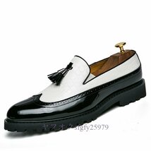 A024F新品人気★ローファースリッポンビジネスシューズ メンズ靴外羽根イギリス風革靴紳士靴 3色 サイズ選択可 ホワイトB_画像7