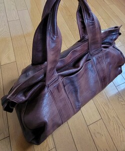 genten.ユーズド加工デザイン.本革製.大きめトートバッグ.used美品正規品