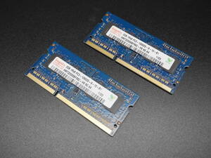 ♪♪Hynix 2GB 1Rx8 PC3-10600s-9-10-B1 ノートPC用 メモリ DDR3 1066 MHz 2枚セット 増設 交換 メモリモジュール 両面実装♪♪