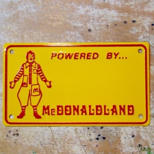 McDonald's マクドナルド ランド バイシクル ライセンスプレート 1枚 Vintage Ronald McDonald McDonaldland Metal Bicycle License Plates