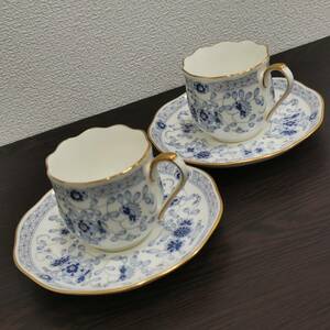 #10469　１円スタート　NARUMI ナルミ　カップ＆ソーサー　2客セット　デミタス　金彩　箱なし　食器　アンティーク　現状保管品　花柄