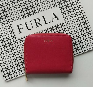 【新品】 FURLA BABYLON 二つ折り財布　ラウンドジップ レッド