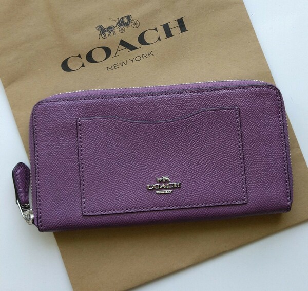 【新品】COACH　コーチ　長財布　ラウンドジップ 　ブルー