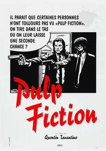 フランス版イラストポスター『パルプ・フィクション』（Pulp Fiction）★タランティーノ/ジョン・トラボルタ/ユマ・サーマン