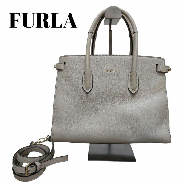 FURLA フルラ ショルダーバッグ ピン S サッチェル 2way ハンドバッグ ベージュ