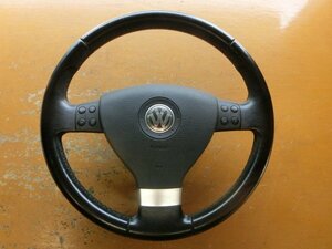 VW ティグアン ハンドル 平成21年 ABA-5NCAW レザー ホーンパッド付 ステアリングホイール 2009y トラック＆フィールド 10.5万k