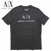 22SS◆最新◆アルマーニ◆装いを格上げする メゾンの 黒 ロゴT A|X デカロゴ ARMANI EXCHANGE クルーネック 半袖 TシャツL エクスチェンジ_画像1