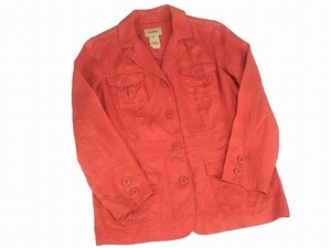 美*L.L.Bean エルエルビーン*サーモンピンク系*リネン100％*レディース*サファリジャケット*M*春夏秋