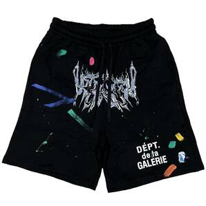 [並行輸入品] GALLERY DEPT. ギャラリーデプト DEPT de la GALERIE ペンキスクラッチデザイン ショートパンツ (ブラック) (L)