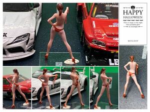 1:64　ヒョウ柄　ゼロヨンレース　美女　フィギュア トミカサイズ　ジオラマ　MINI GT LBWK 日本未発売マテル ミニカー MATTEL ドリフト