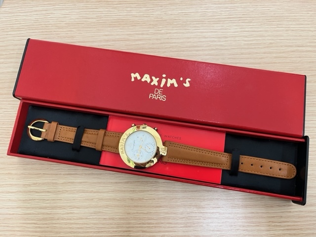 MAXIM´S DE PARIS/マキシム ド パリ レザーベルト 針ゴールド色-