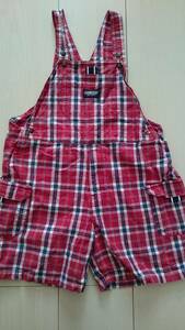  old clothes Oshkosh OSHKOSH check Short overall size 110cm red red all-in-one overall (TORA) short 