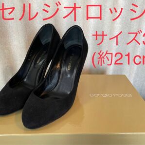 SergioRossi セルジオロッシ パンプス スエード 黒 black 34 Scarpe Donna Pump 21cm