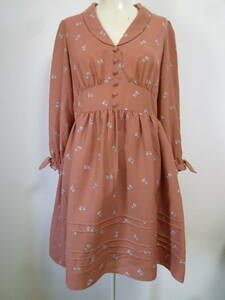 deicy/ deicy!.... pink series ribbon total pattern Henry manner easy One-piece 1/ sleeve ribbon knees height long sleeve!325