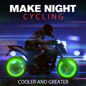 車・バイク・自転車 LEDタイヤエアバルブキャップ 発光ネオングリーン 夜間に映える モーションセンサー エアキャップ 4個セット