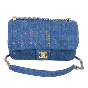 シャネル CHANEL マトラッセ デニム チェーンショルダーバッグ AS3134 プリント ブルー ゴールド金具 レディース 中古