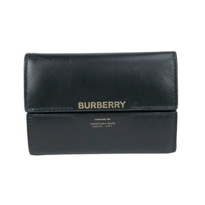 バーバリー BURBERRY コンパクトウォレット 8011472 レザー ブラック 三つ折り財布 ユニセックス 中古