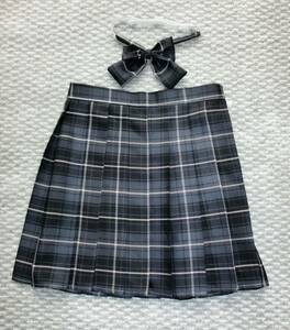 ◆◇女子制服 グレーチェック柄スカート リボン付き Mサイズ コスプレ◇◆