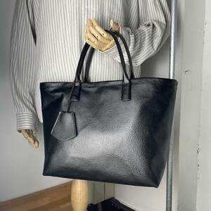  new work leather business tote bag L size ... firmly . therefore wrinkle original leather black independent keep hand also leather hand made B4599