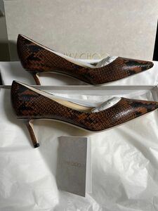 Jimmy Choo パンプス パイソン レザー ブラウン ブラック サイズ 36.5